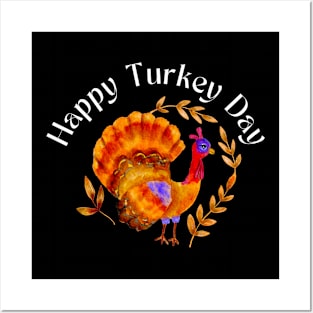 Happy Turkey Day white version Posters and Art
